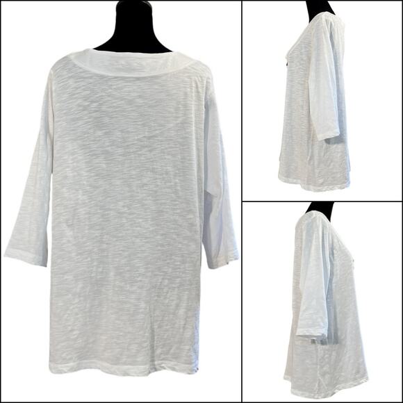 Avenue The New Zip 3/4 Sleeve Tunic Top Beach Cover Plus Size 18-20 White Cotton - Picture 2 of 13